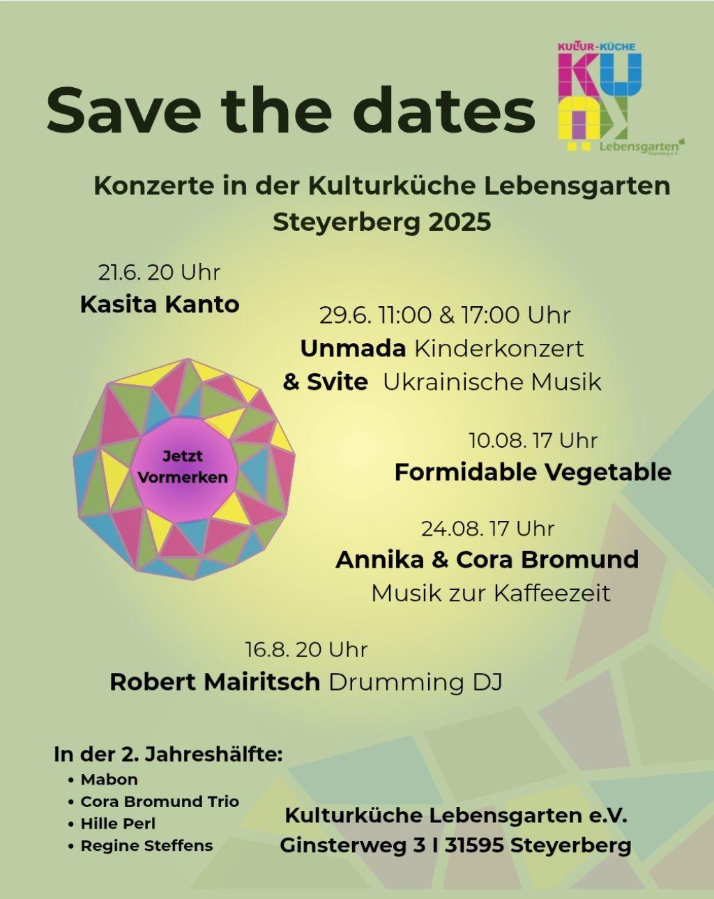 Kulturküche Lebensgarten Steyerberg Programm 2025 KUKÜ - KulturKüche